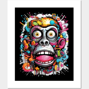 Graffiti Style Crazy Monkey Posters and Art